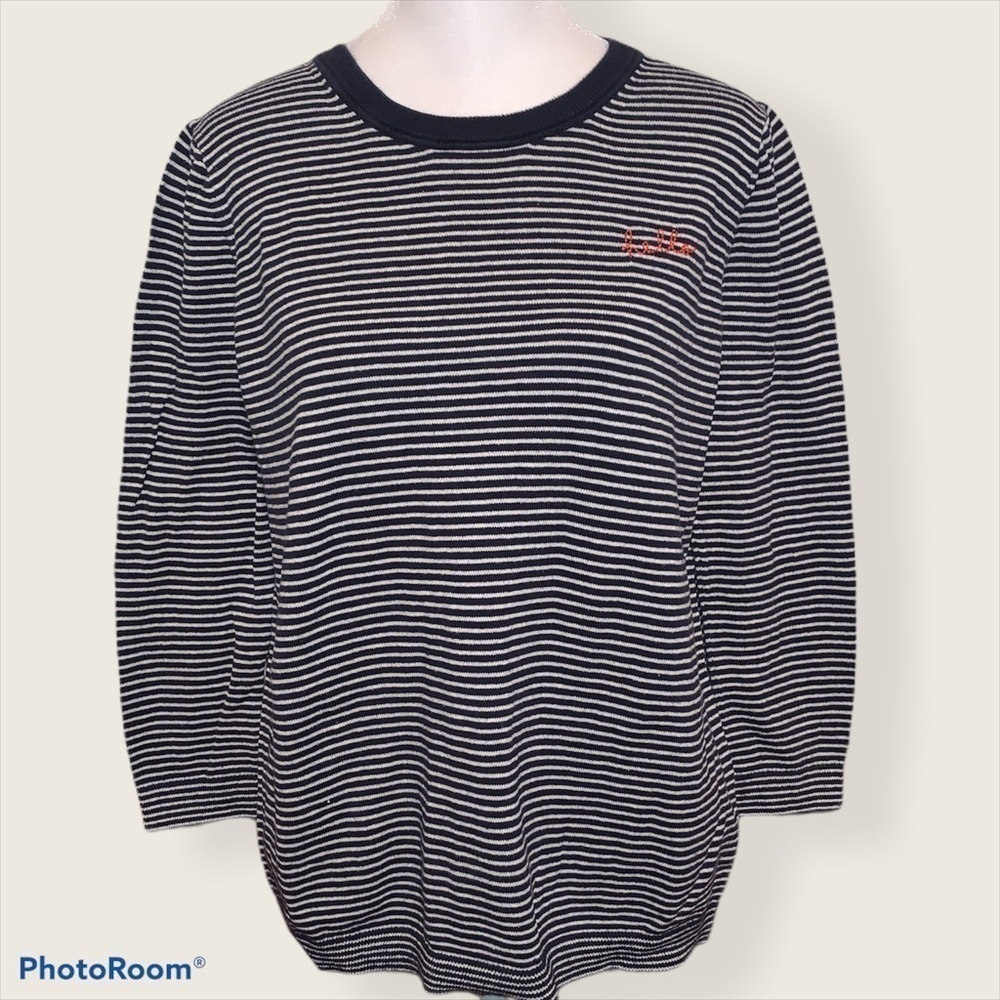 Gap Navy Blue & White Striped Embroidered Hello Sweater Size M‎